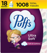 Puffs Facial Tissue Ultra Soft Non-Lotion, 18 Cube Boxes, 56 Facial Tissues per Box, Allergies and Colds (Packaging May Vary)