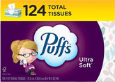 Puffs Facial Tissues Ultra Soft, 1 Rectangle Box, 124 Facial Tissues per Box, Allergies and Colds (Packaging May Vary)