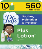 Puffs Facial Tissues Plus Lotion, 10 Cube Boxes, 56 Facial Tissues per Box, Allergies and Colds (Packaging May Vary) (Packaging May Vary)