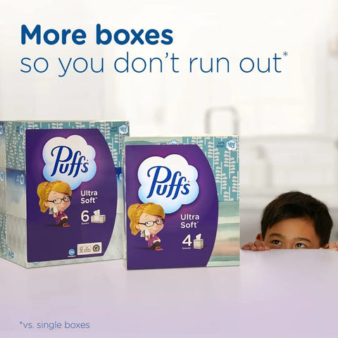 Puffs Facial Tissues Ultra Soft, 1 Cube Box, 48 Facial Tissues per Box, Allergies and Colds (Packaging May Vary)