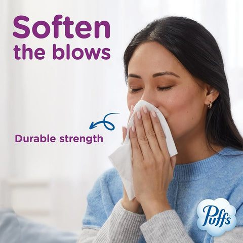 Puffs Facial Tissues Ultra Soft, 4 Mega Cube Boxes, 72 Facial Tissues per Box, Allergies and Colds (Packaging May Vary)