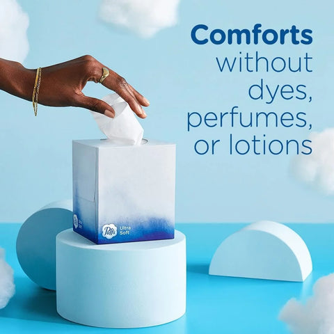 Puffs Facial Tissues Ultra Soft, 1 Rectangle Box, 124 Facial Tissues per Box, Allergies and Colds (Packaging May Vary)