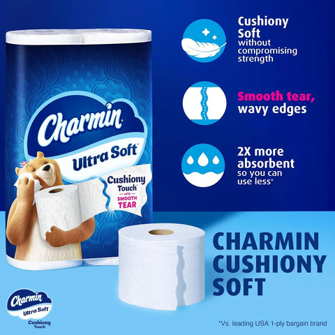 Charmin Ultra Soft Cushiony Touch Toilet Paper, 12 Family Mega XL Rolls = 84 Regular Rolls