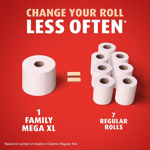 Charmin Ultra Strong Clean Touch Toilet Paper, 12 Family Mega XL Rolls = 84 Regular Rolls