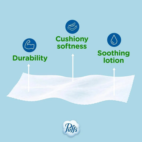 Puffs Facial Tissues Plus Lotion, 24 Family Rectangle Boxes, 124 Facial Tissues per Box, Allergies and Colds (Packaging May Vary)